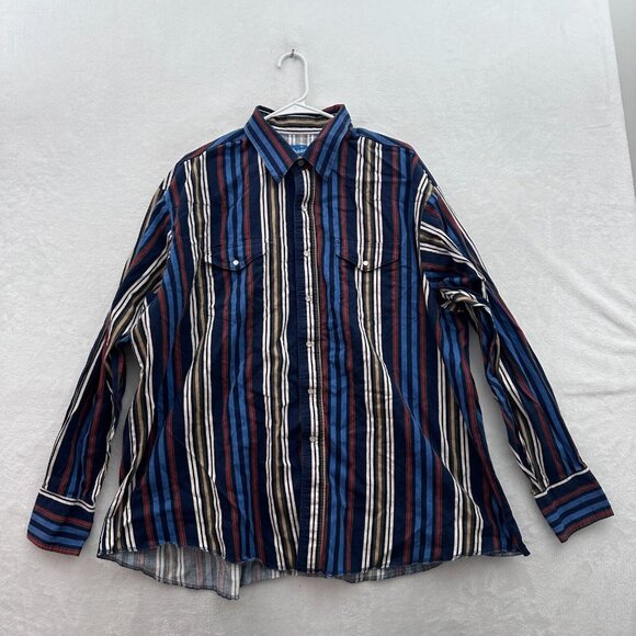 Wrangler Other - Vintage Wrangler Shirt Mens 2XL Western Pearl Snap  Striped Rodeo Cowboy